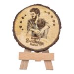 Customize Engraved Natural Slice Wooden Photo Frame, Personalized Photo Gift for Birthday, Wedding, Real Wood Plaque with Wood Stand, Tabletop_ 5.5x5.5 inches
