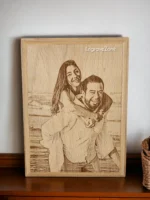 Customize Engraved Rubber Wooden Photo Frame, Personalized Photo Gift for Birthday, Wedding, Real Wood Plaque with Wood Stand, 10.5x8.5 inches