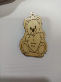 Personalised Engraved Wooden Heart felt Hugger  Teddy Keychain  Premium American Elm Premium Laminated Polished Wood. - Image 3